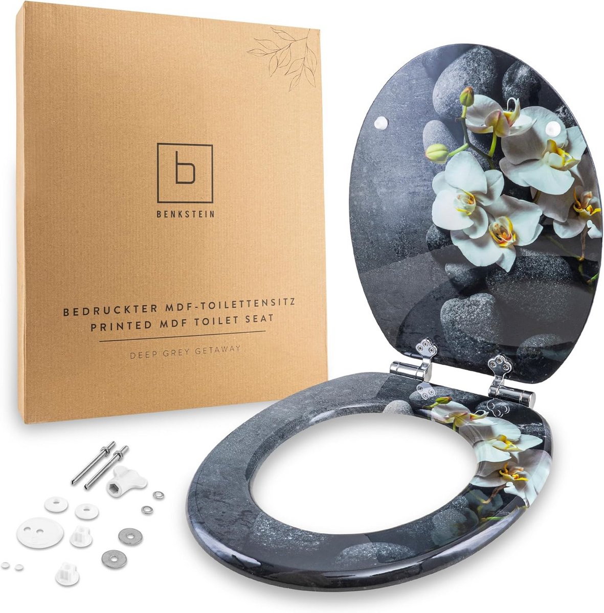 Antibacterieel WC-bril met Deksel - Duroplast - Softclose & Snelsluiting - Diepgrijs