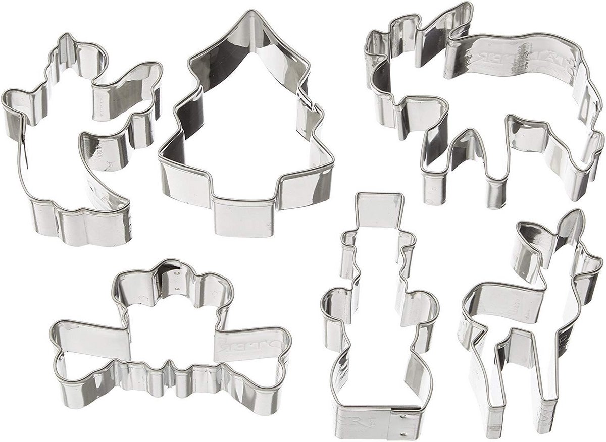 6x Kerstkoekjes Uitstekers Set - RVS Vormpjes voor Kerstkoekjes Bakken