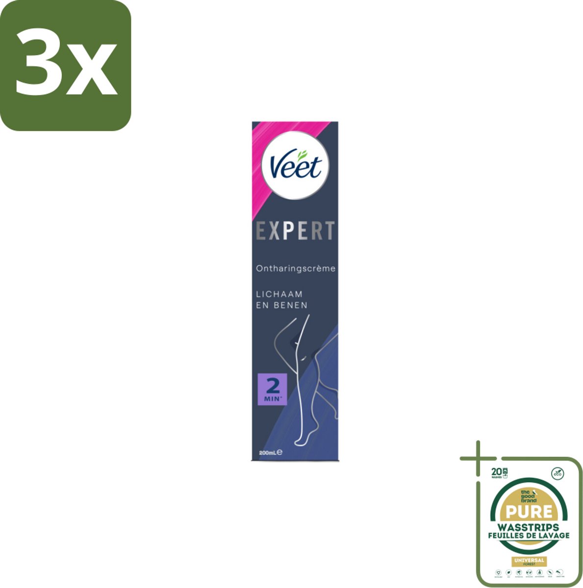 3 x Veet Expert Ontharingscrème Benen 200 ml - Grootverpakking - Ontharing - Haar Verwijderen - Haar Verwijderen Crème - Haar Verwijderen Benen - Haar Verwijderen Armen
