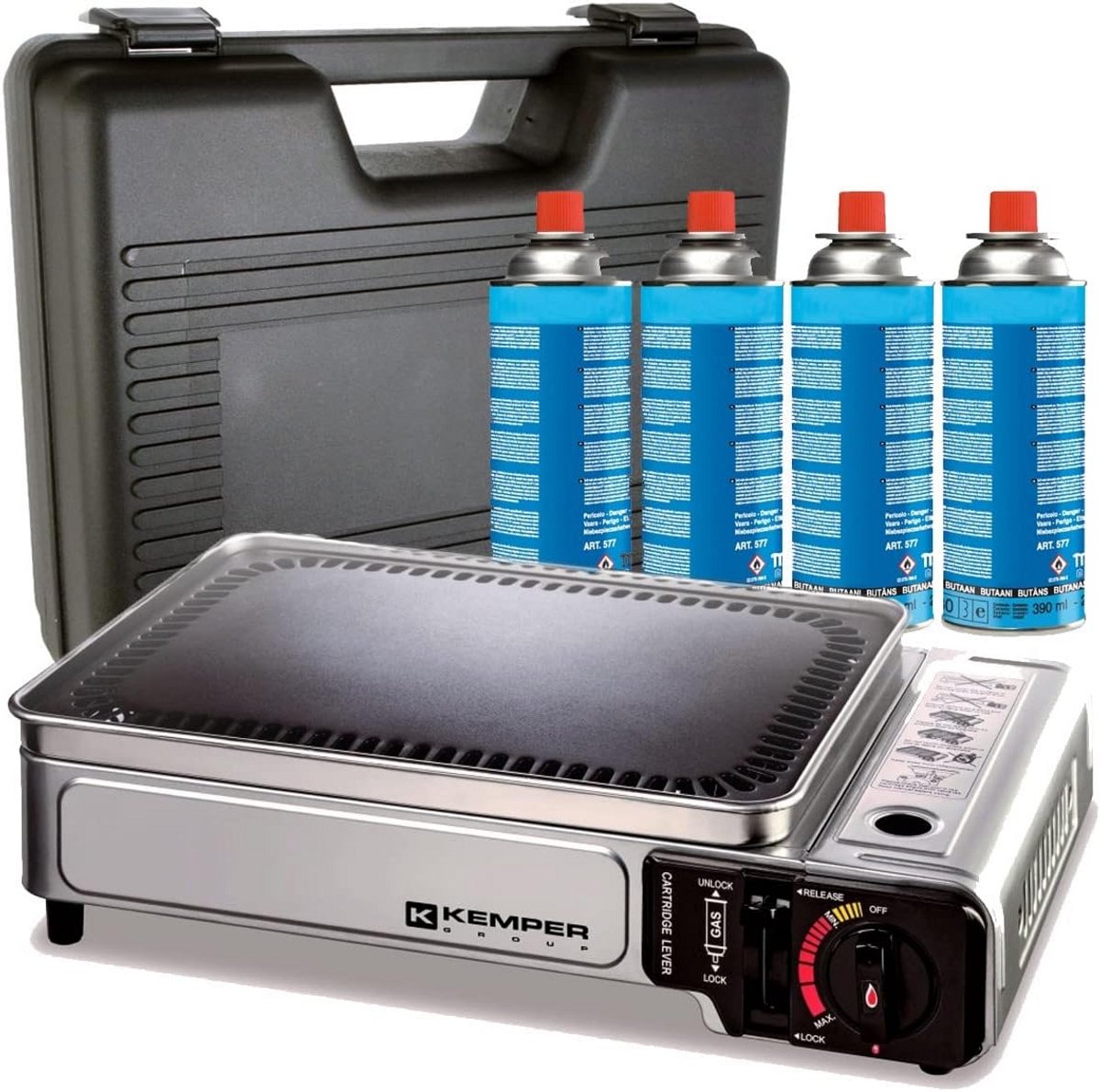 Draagbare Gasplancha 2300W met Anti-aanbaklaag en 4 Gaspatronen