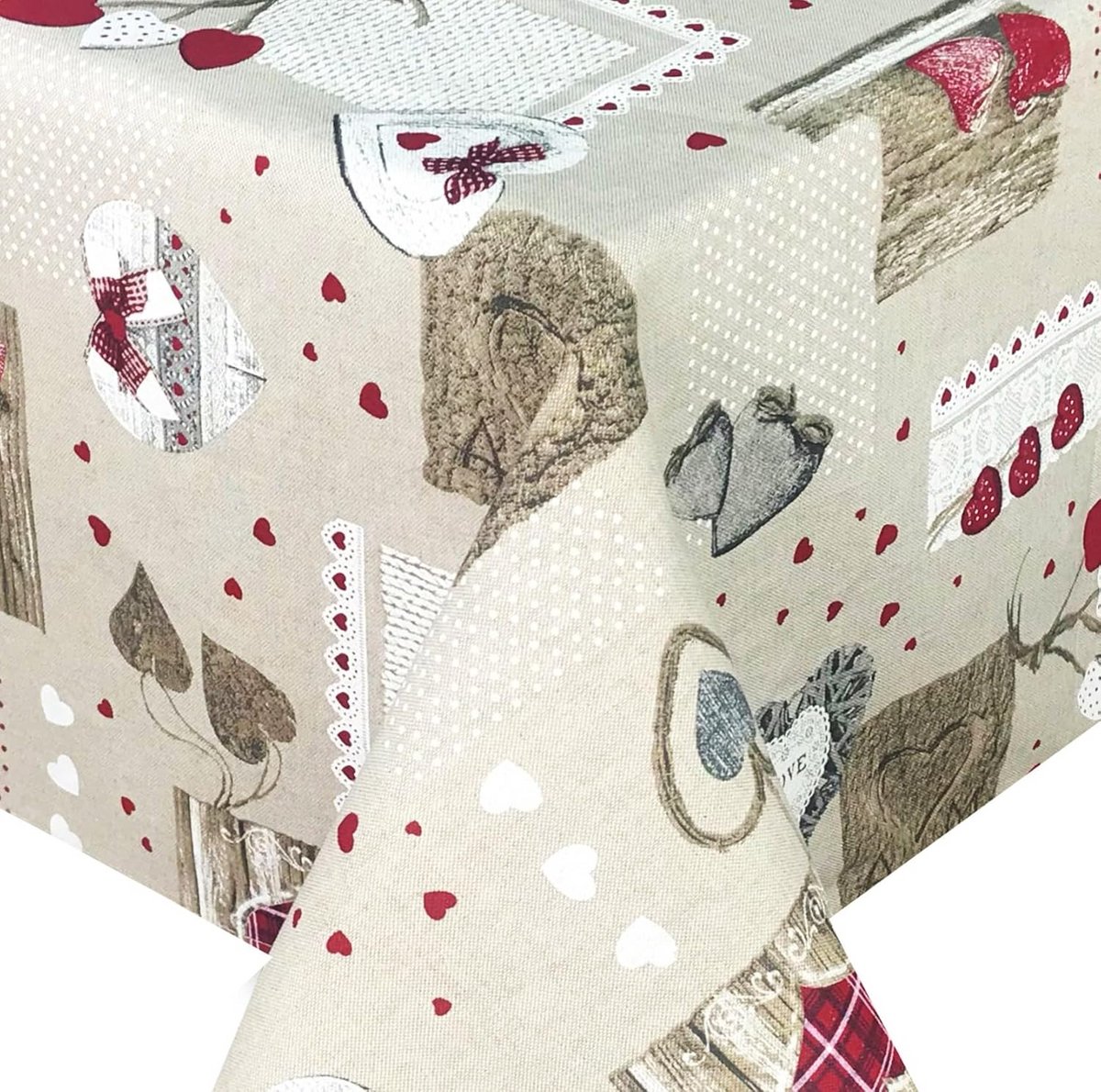 Vuilafstotend Tafelkleed Rood Shabby Chic Design Hoekig 140 x 360 cm