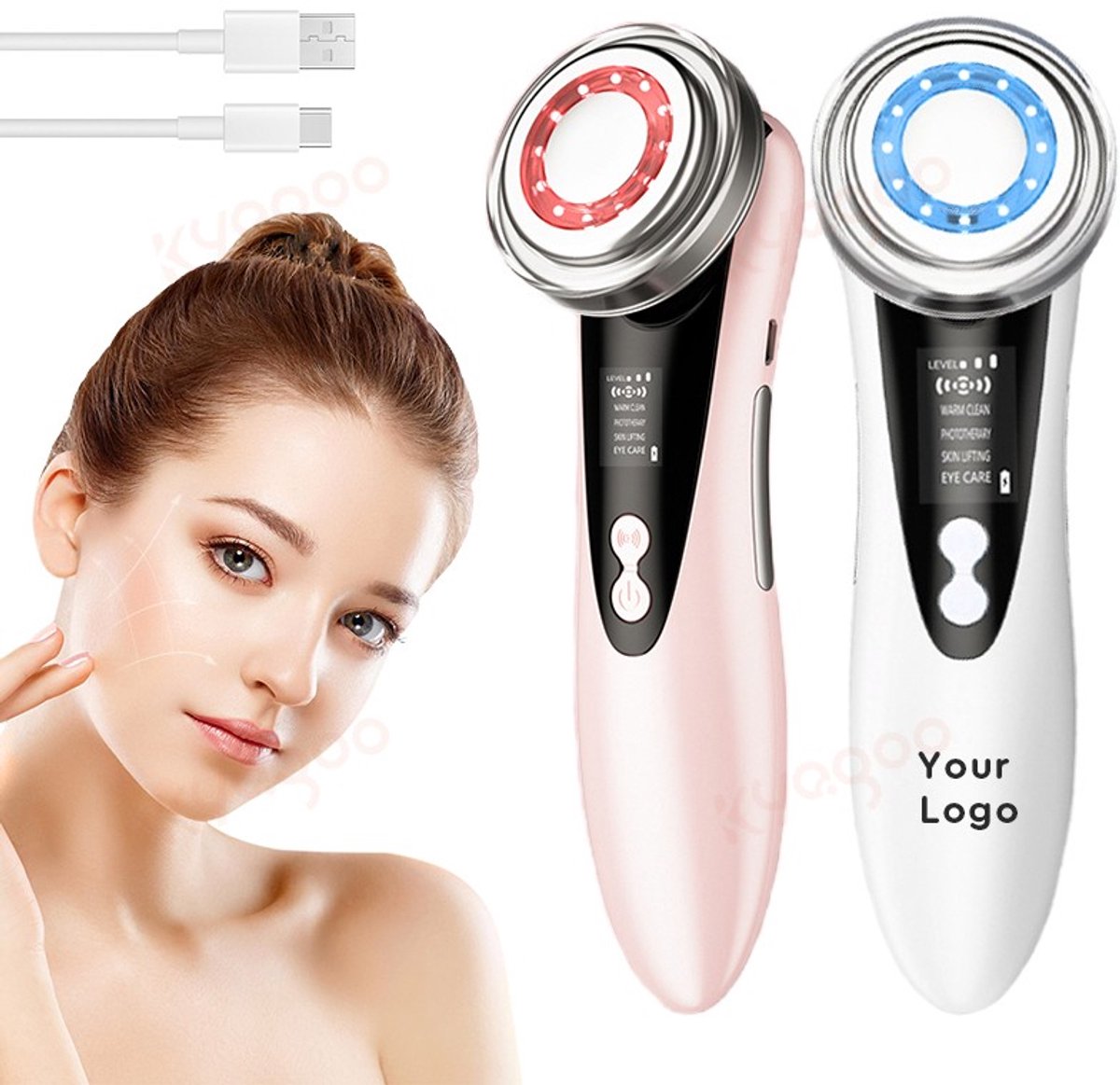 Gezichtsmassageapparaat tegen rimpels Anti-rimpel gezichtsapparaat EMS Anti-verouderingsapparaat 3 modi Gezichtsschoonheidsapparaten USB oplaadbaar met EMS-microstroom voor huidverstrakking en liften. AS SEEN ON TV