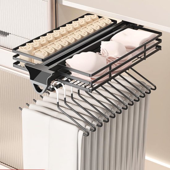 Uitschuifbare Kleerhanger Rail Voor In De Kast - Verstelbare Trekrail Voor Broeken En Kleding (350mm, Wit) Verstelbare Closet Rod 350mm