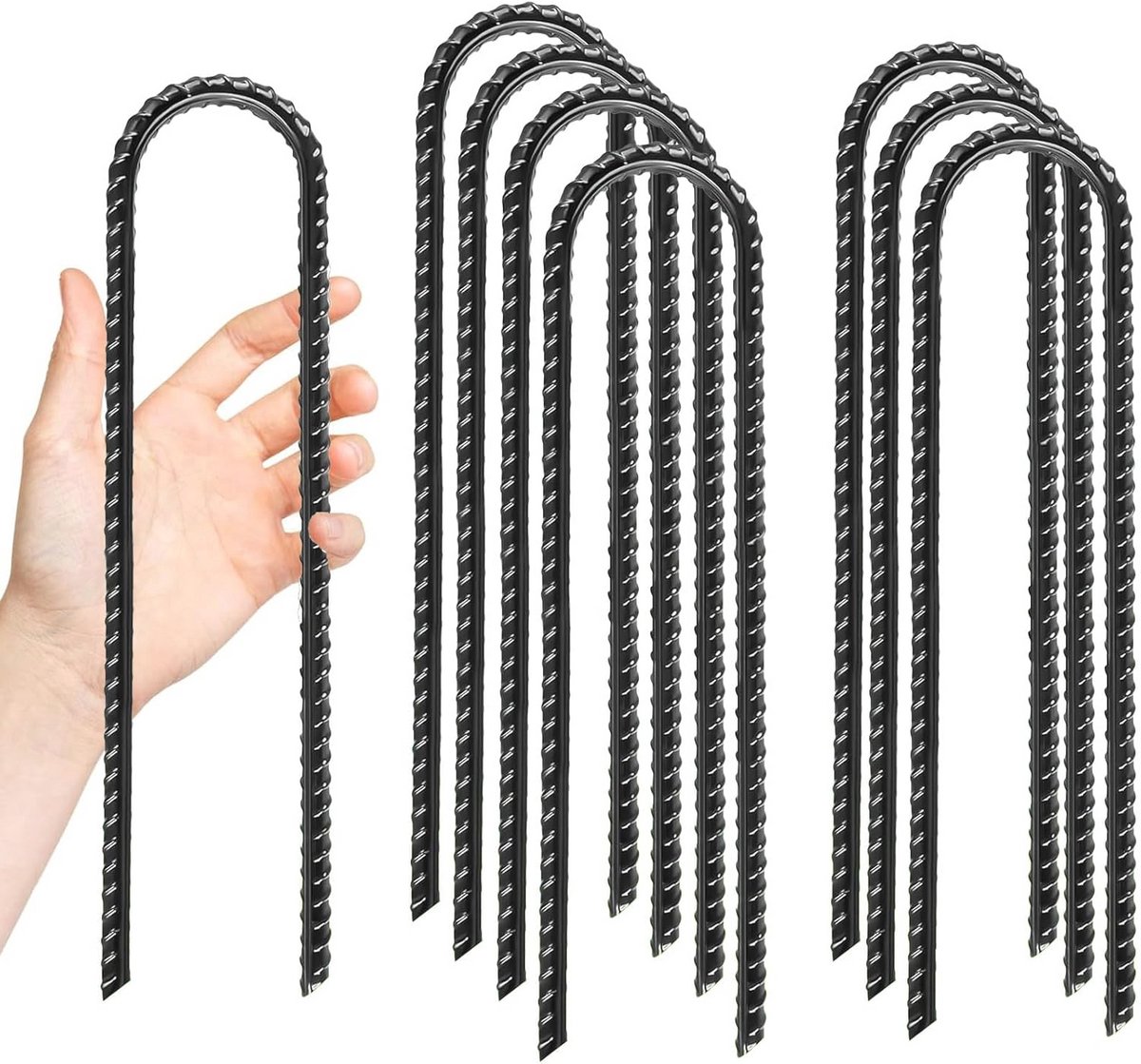 Set van 8 stormbestendige grondankers voor tenten en trampolines - 30 cm lang, roestvrij staal