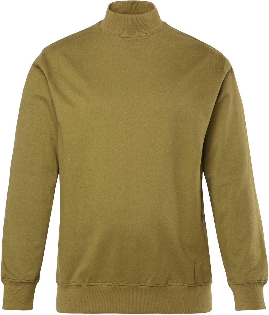 JP 1880 - Heren - Sweatshirt opstaande kraag gladde sweatstof - Donkerolijf - Maat 7XL