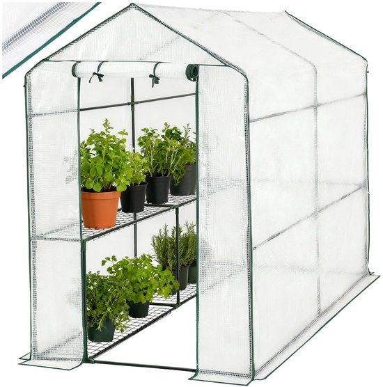 tectake® kweekkas met folie – 186 x 120 x 190 cm – 4 planken