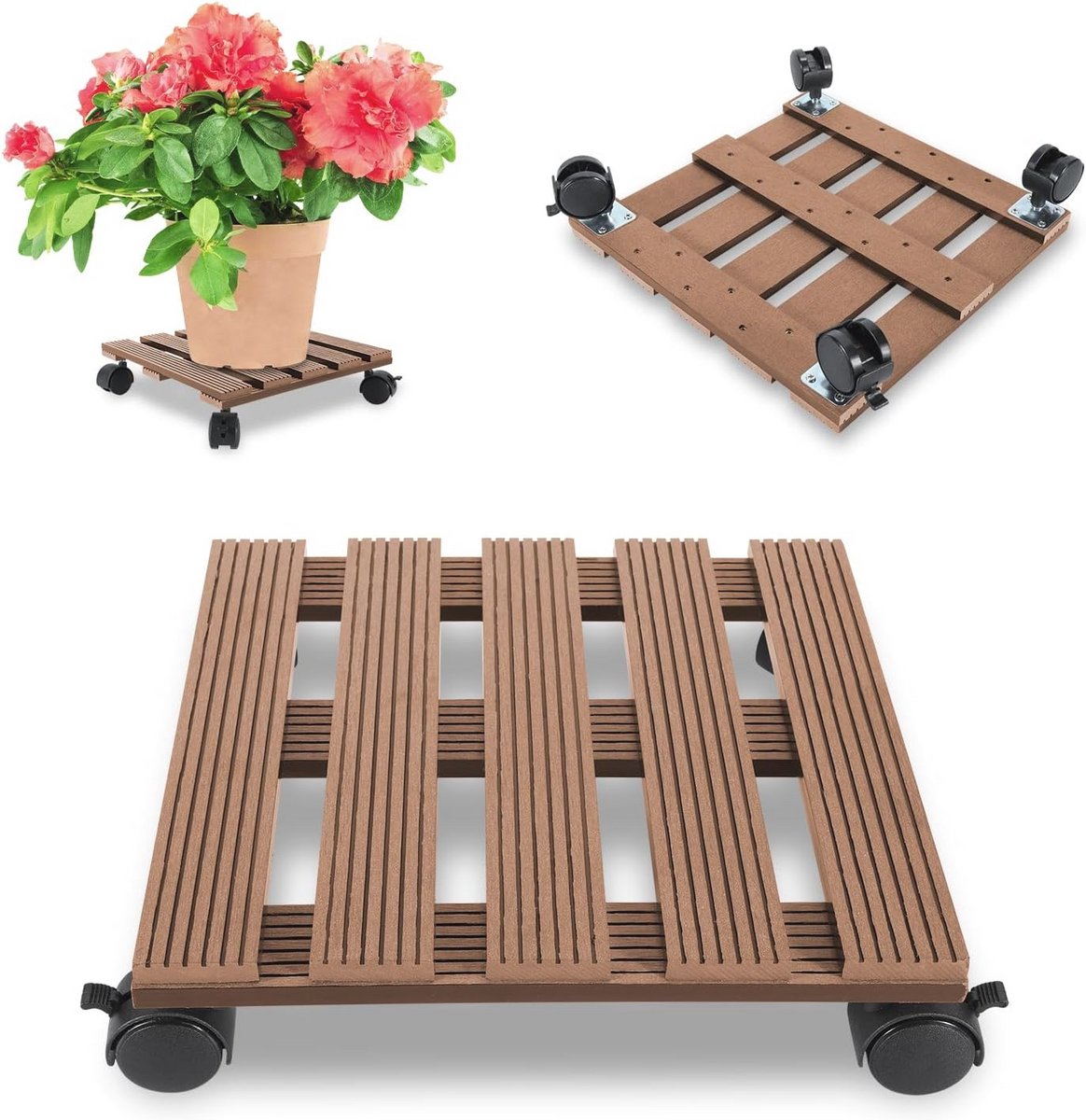Ronde Plantenroller met Wielen - 30 cm Diameter, Voor Binnen en Buiten Gebruik, Tot 80 kg Draagkracht