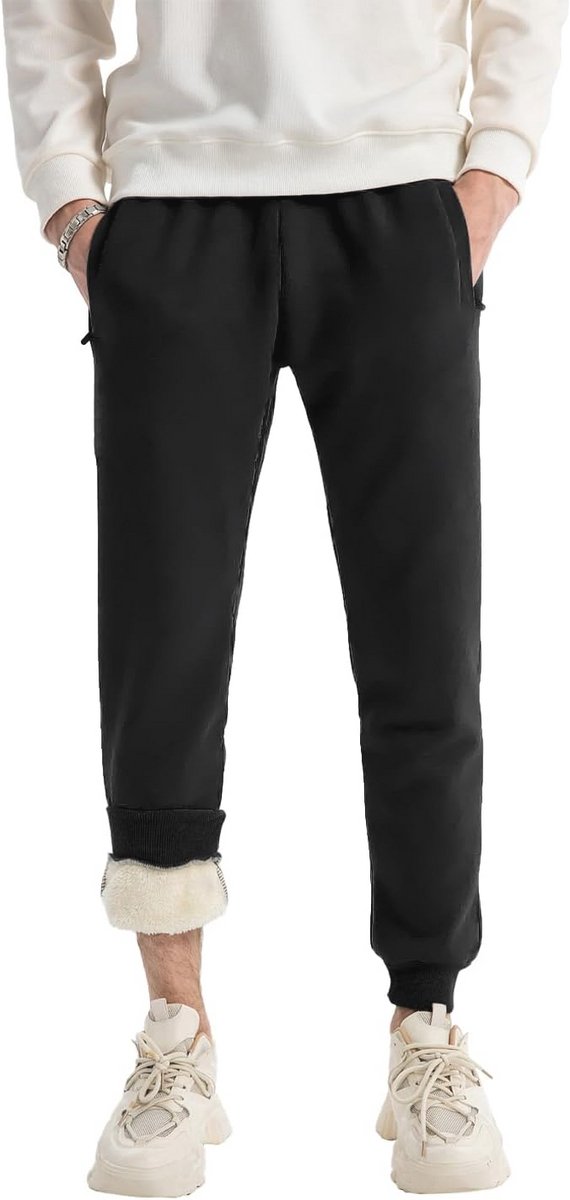Heren Winter Warm Casual Fleece Joggingbroek met Touwtrek en Sherpa Voering