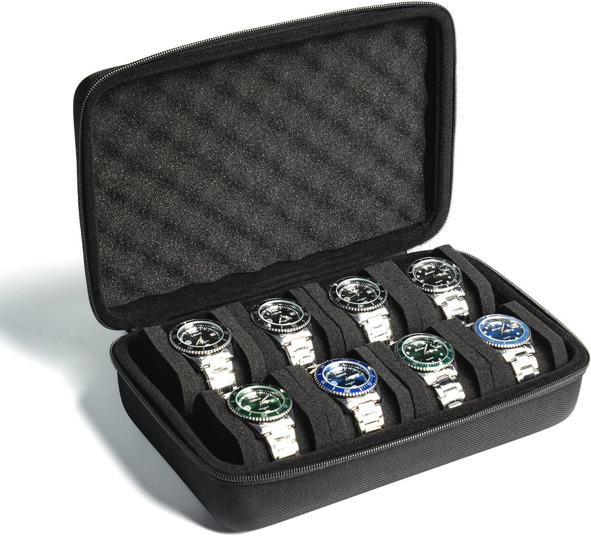 8 Compartiments Harde Behuizing Horloge Box voor Presentatie en Organisatie van Horloges