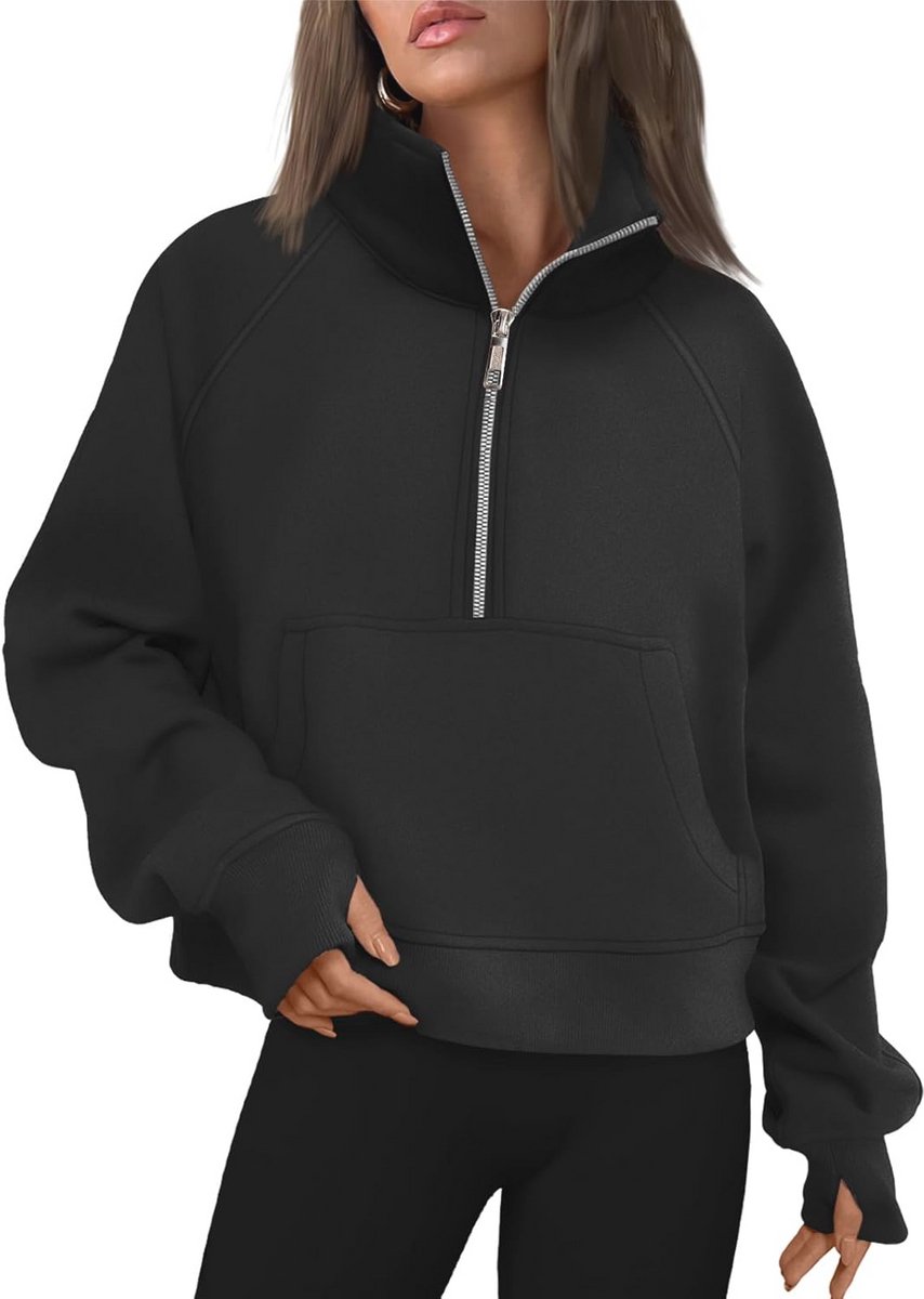 Dames Sweatshirts Halve Rits - Fleece Cropped Hoodies voor Herfst en Winter