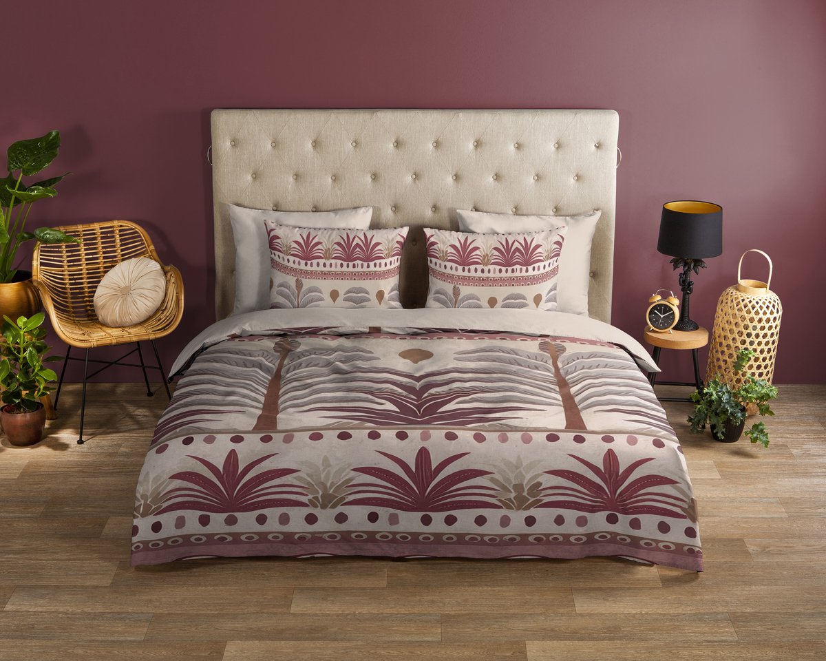 Good Morning dekbedovertrek bohemian bomen - Lits jumeaux 240x200/220 cm - Zand - 100% Katoen renforce