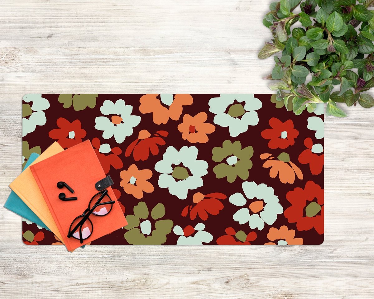 Coloray Bureau Onderlegger - Wilde bloemen Onderlegger Bureau - 90 cm x 45 cm - Veelkleurig Bureau Onderlegger - Bureau Onderlegger Groot - Bureau Onderlegger XXL - Computer Mat - Bureau Pad
