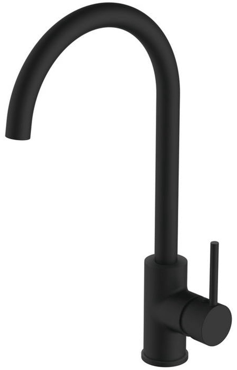 Hudor Keukenkraan Zwart - Céphise Collectie KF811B - Draaibare Uitloop - Waterbesparend - Moderne Keuken Kraan - 100% Gerecycled Messing