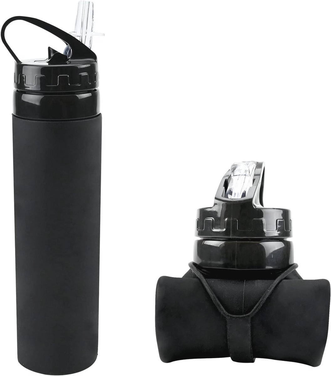 Opvouwbare waterfles 600 ml - Lekvrije BPA-vrije siliconen sportfles voor buiten en reizen