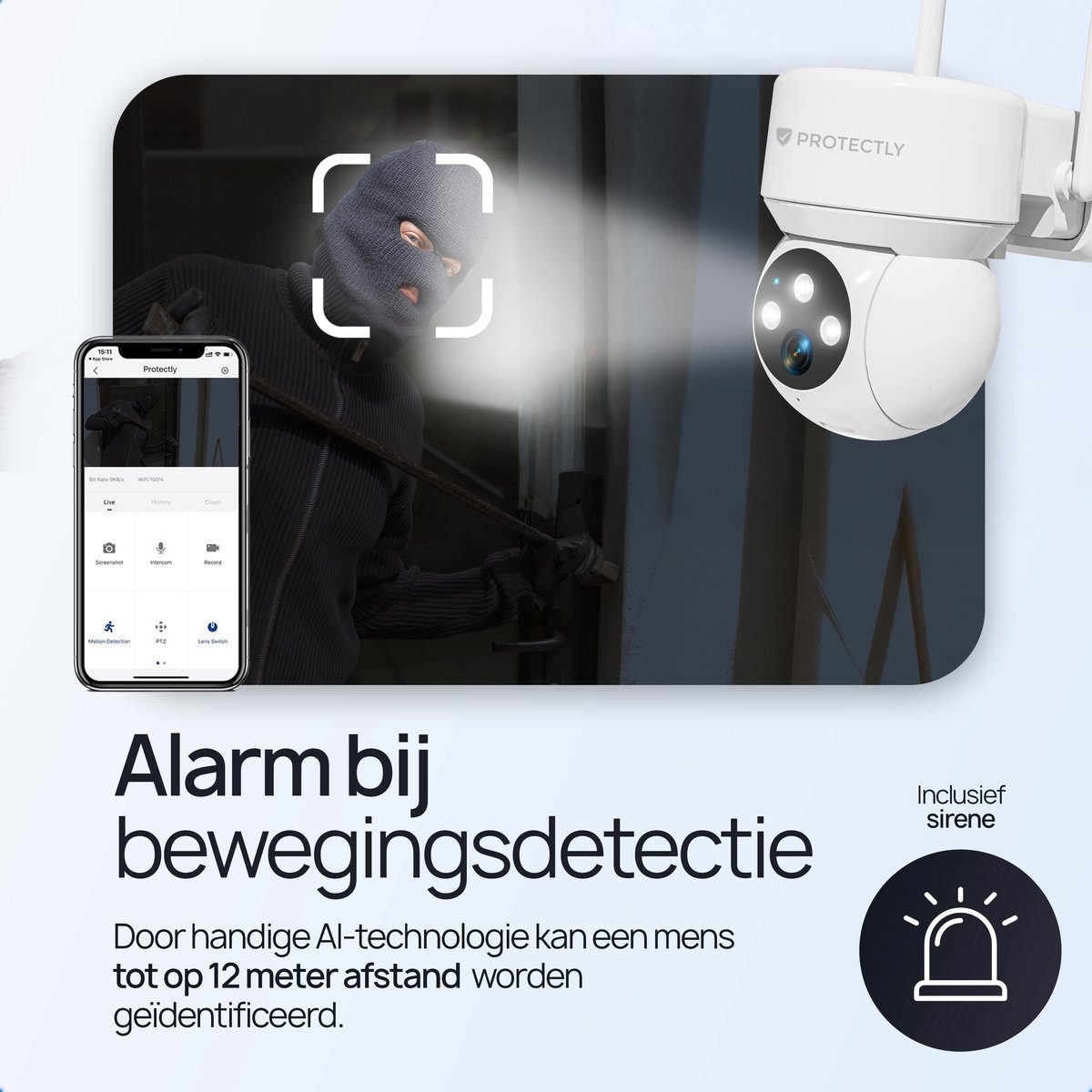 Protectly Bewakingscamera Buiten – 2K HD 3MP met 64GB SD thumbnail 4