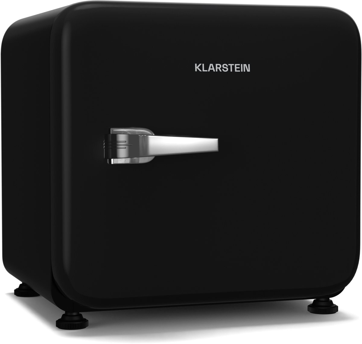 Klarstein Audrey Evo 43L minikoelkast – retro design, stil (40 dB), compressor, verstelbare pootjes, omkeerbare deur, kleine koelkast voor slaapkamers en kantoren, zwart
