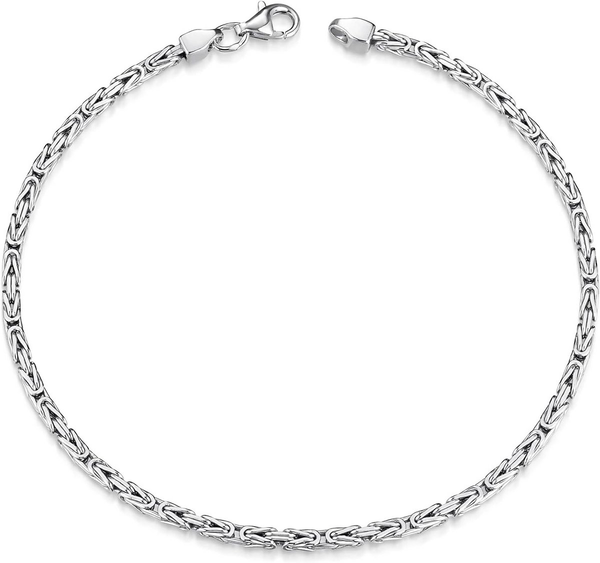 Heren Armband Zilver 925 Koningsschakel Vierkant 2.5mm Gerhodineerd