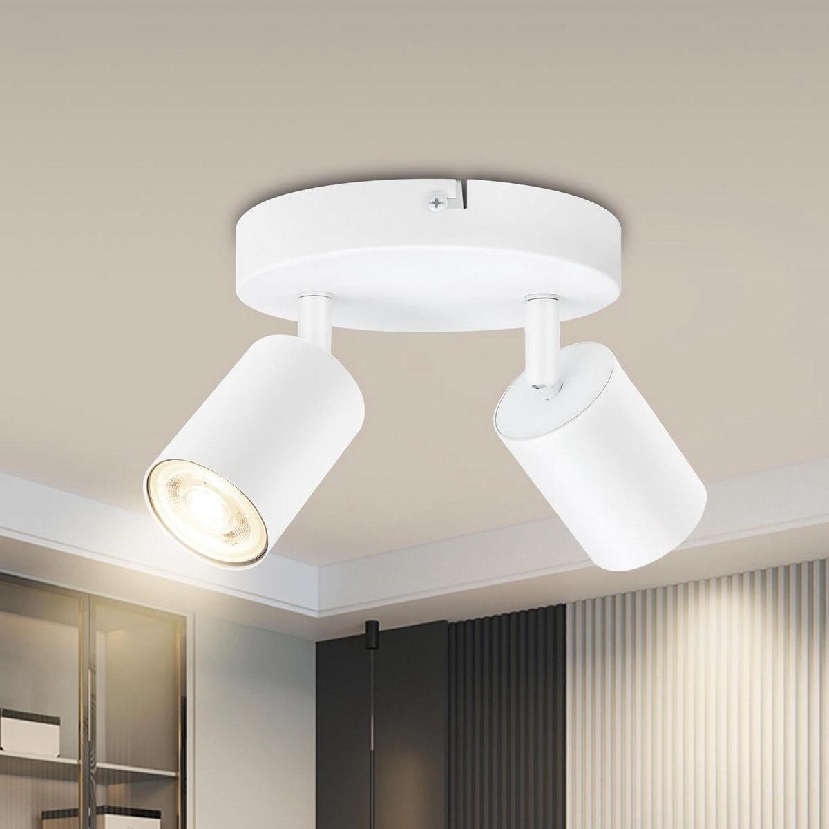 Moderne LED Plafondlamp met 2 Draaibare Spots voor Keuken en Slaapkamer