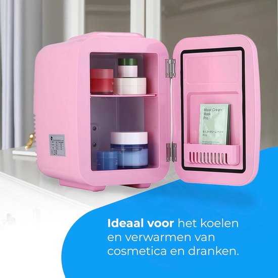 Draagbare Mini Koelkast 4 Liter - Koelen en Verwarmen, Voor Cosmetica en Frisdranken, Roze — afbeelding 4