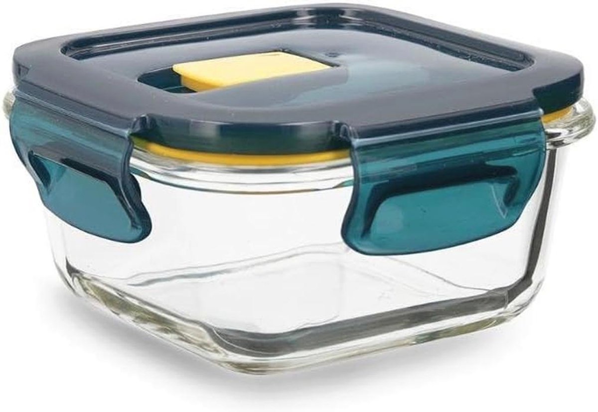 Vierkante vershouddoos van glas 11,6 x 11,6 x 6,3 cm - 32 cl - Blauw