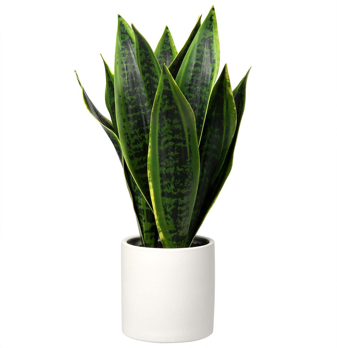 Unyqoos Decoratieve kunstplant Sansevieria in stijlvolle keramische pot voor elk interieur Wit
