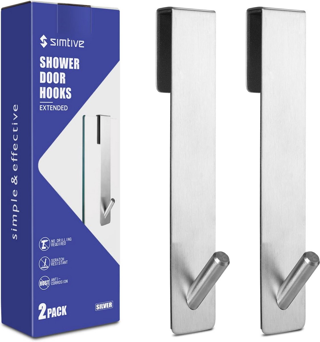 Verlengde Deurhaken voor Badkamer - 7 Inch, Frameloze Glazen Douchedeur, Handdoekhaken, 2-