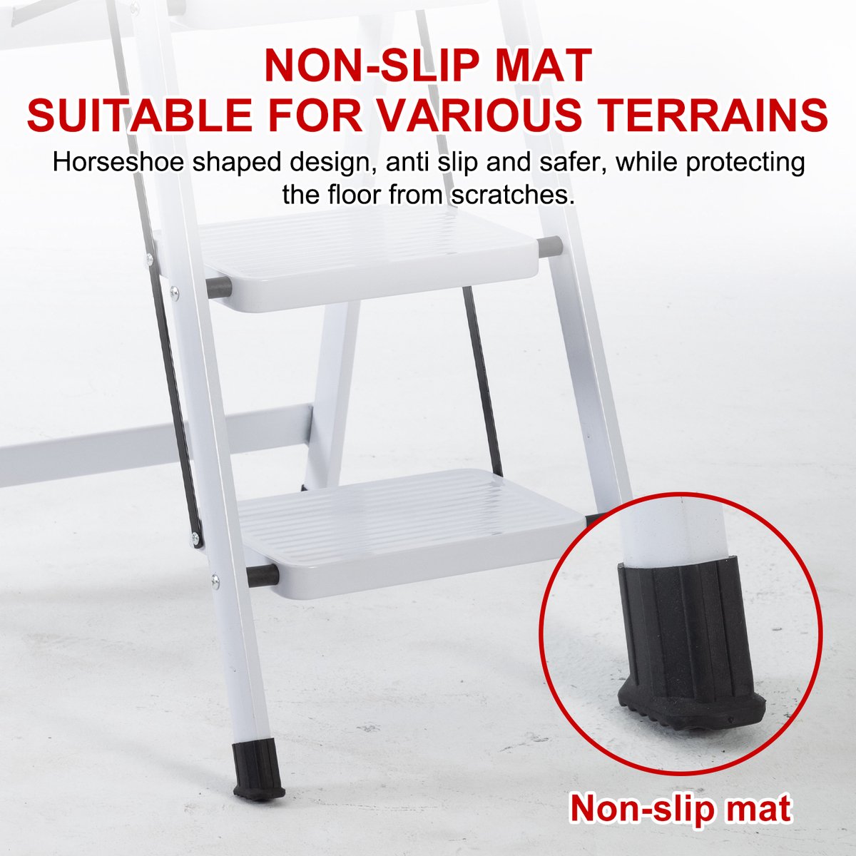 Seven Comfort Huishoudtrap 4 treden - Keukentrap - Opvouwbaar - Trap ladder - Stalen materiaal - 61×45×118cm - Lichtgewicht - Draagvermogen150KG - Wit – foto 5