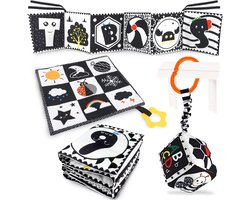 3 stuks zwart-wit babyspeelgoed hoog contrast