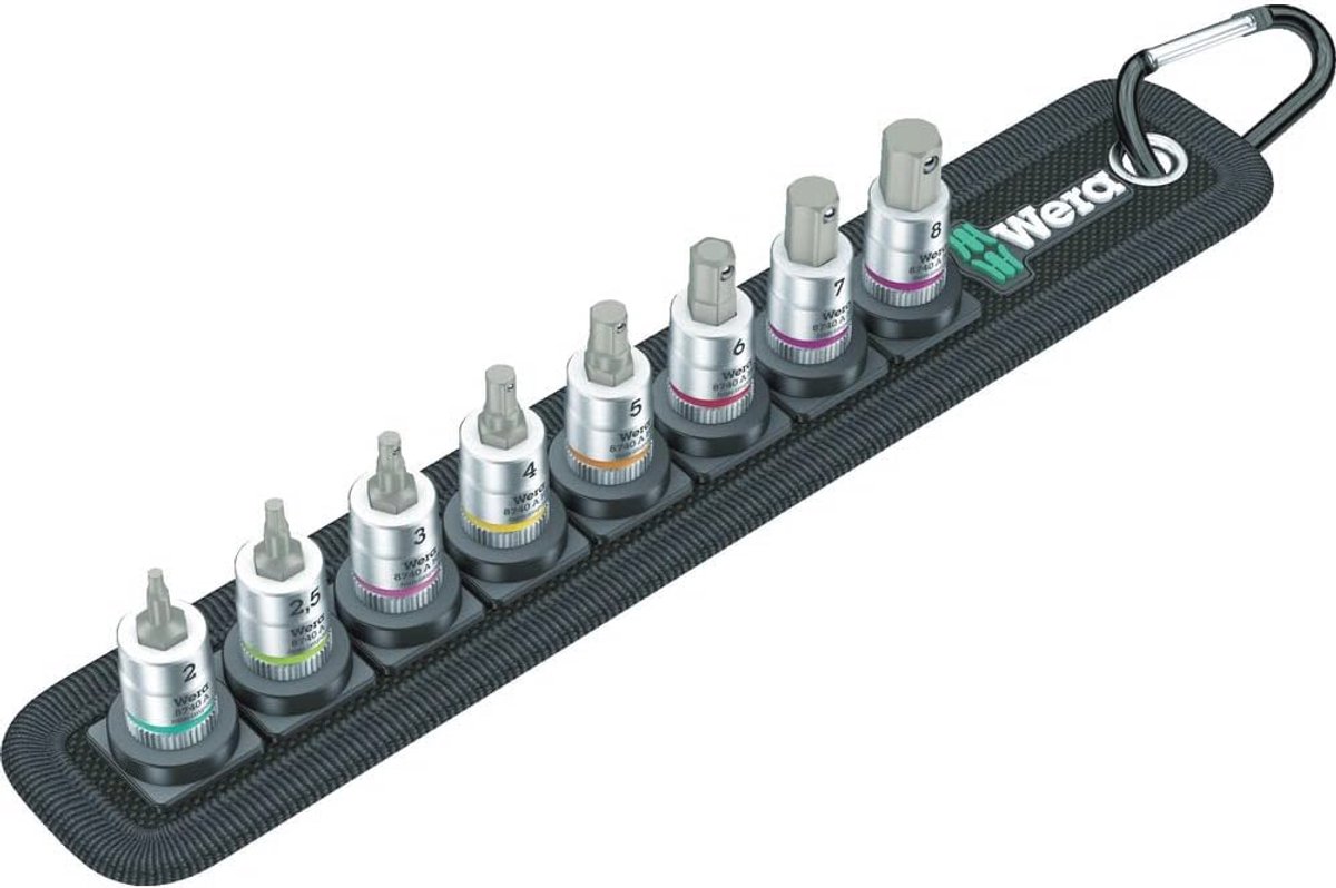 Bitset met houderfunctie en 1/4"-aandrijving – 8-delige set