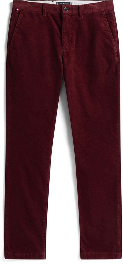 Bordeauxrode Tommy Hilfiger corduroy broek.