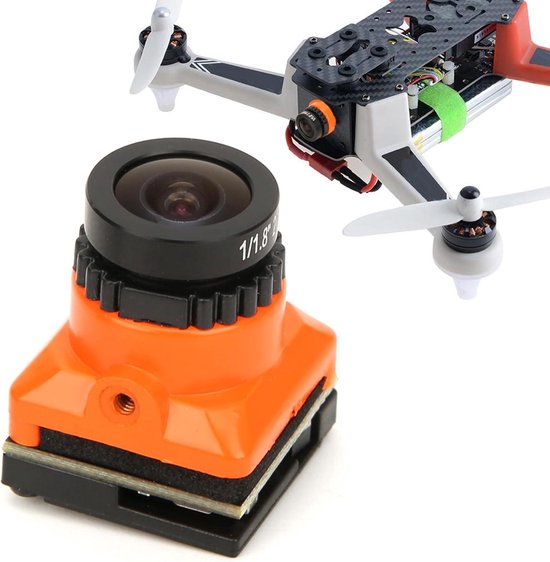 Caméra FPV 1500TVL 2.1mm – HD Miniature Pour Drone Quadricoptère, OSD, Avec Boîtier Orange