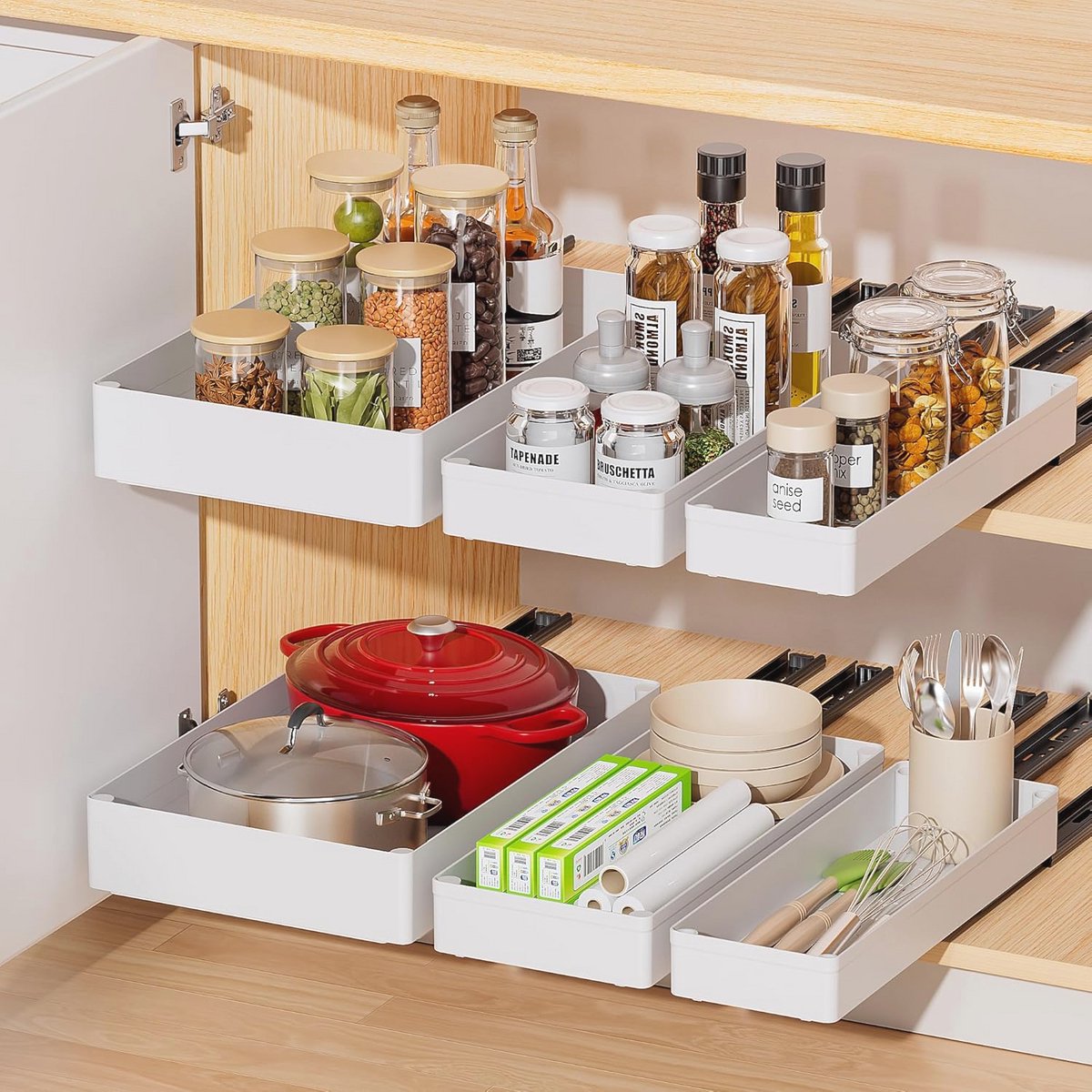 Uittrekbare Kastorganizer 3-Pack - Ideale Oplossing voor Keuken en Badkamer
