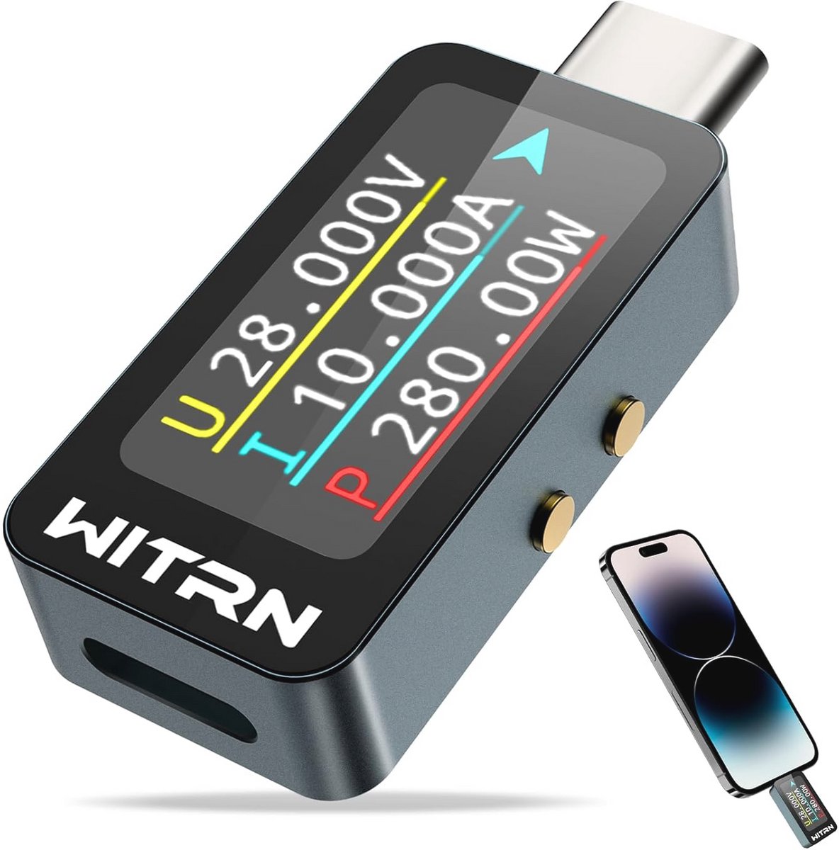 USB-tester 4-36 V Digitale Stroommeter Met IPS LCD