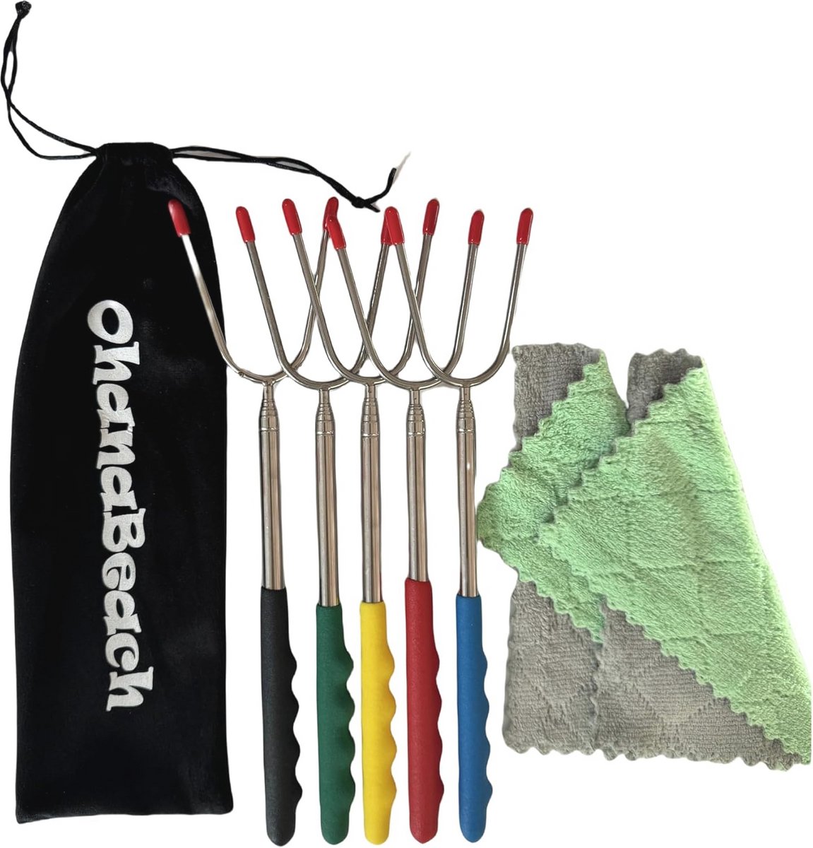Grillspiesen Set - 5-delige Telescopische BBQ Prikkers voor Camping en Barbecue
