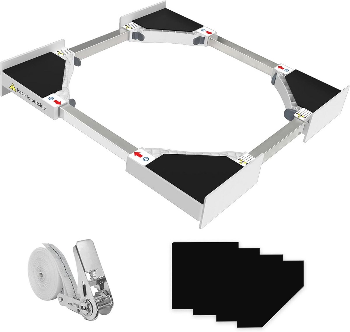 Universele wasmachine en wasdroger stapelkit met rateltouw - 46-66 cm