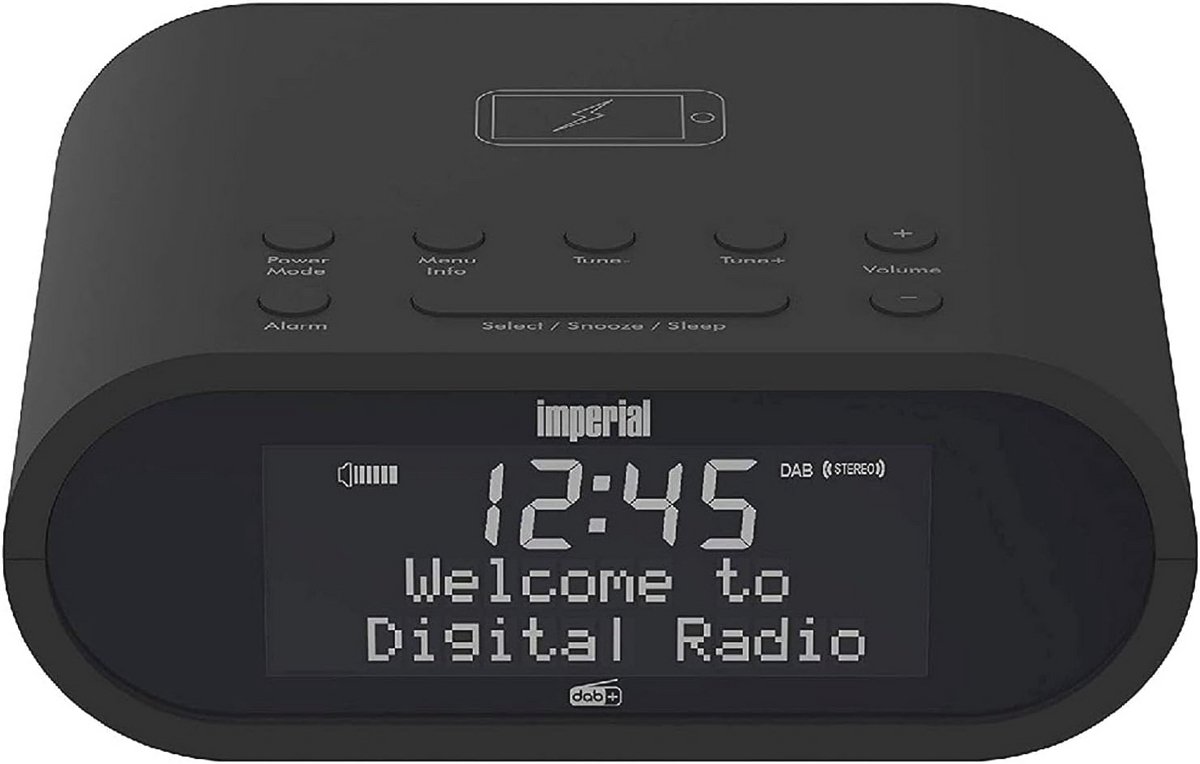 Compacte DAB+ en FM wekkerradio met draadloos opladen
