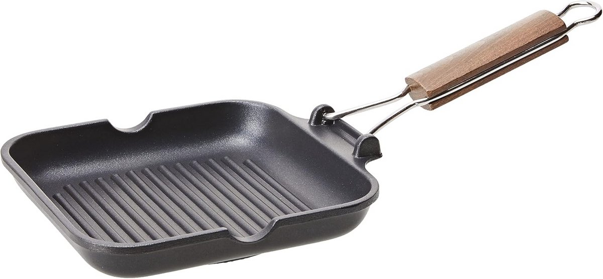 Grillpan met Flexibele Handgreep - Aluminium - Zwart - 20 x 20 cm