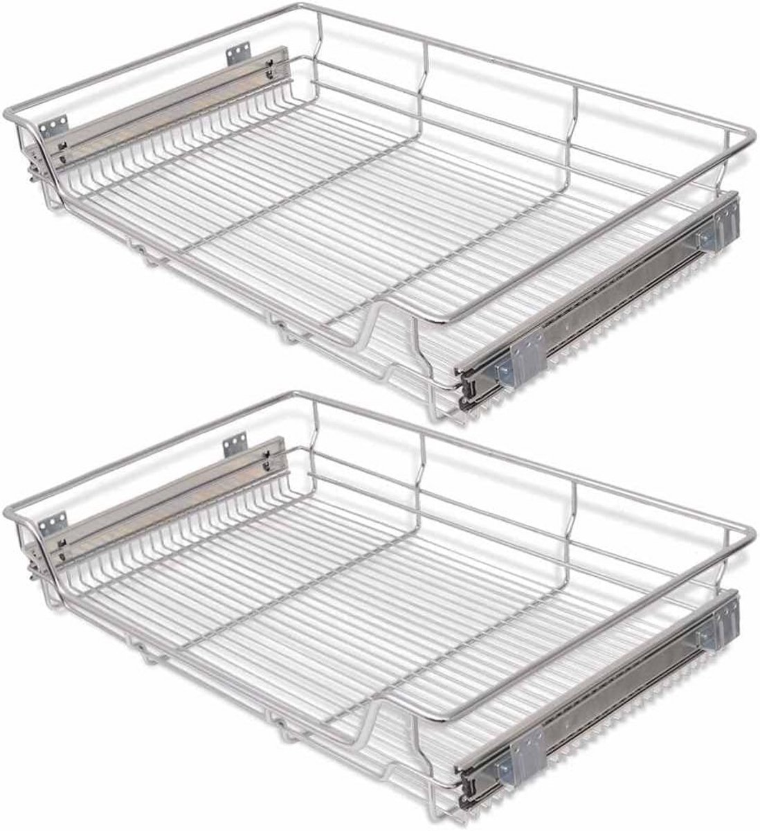 2x Uittrekbare Draadmanden voor Keukenopslag - 31,5 inch Rvs Organizer