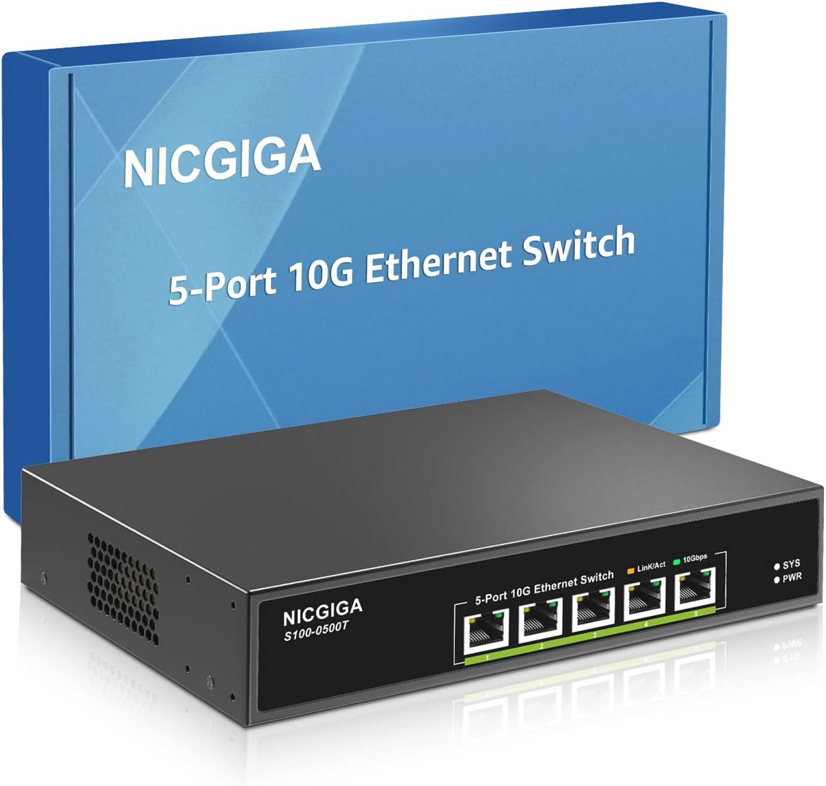 10-port 2.5 Gb Unmanaged Ethernet Switch met 8x 2.5G en 2x 10G Poorten