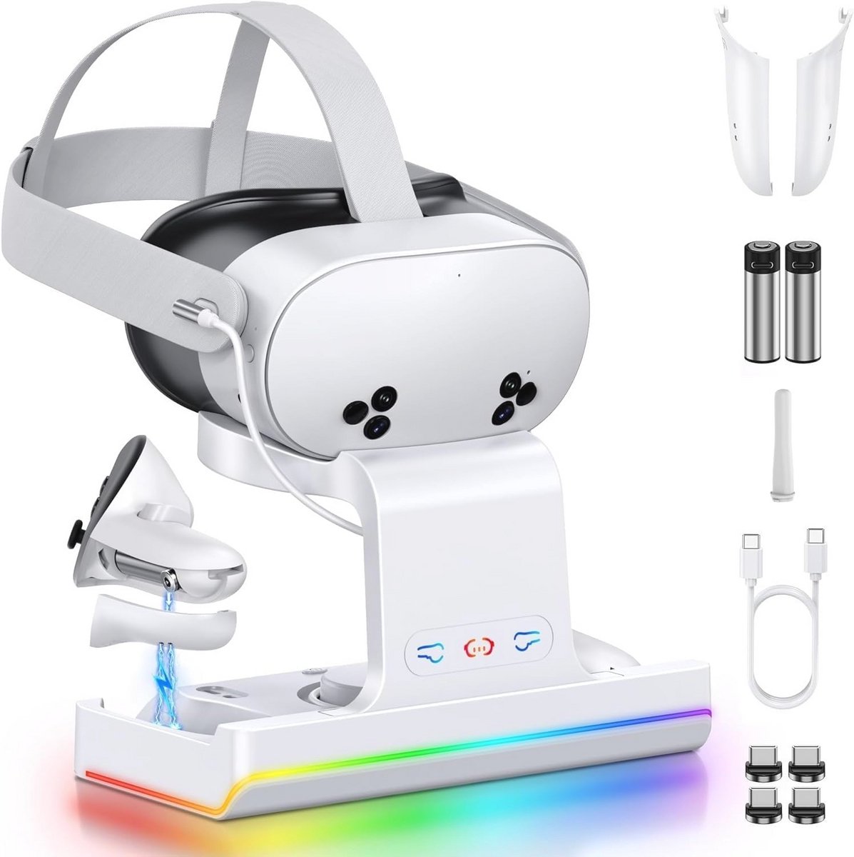 Laadstation met LED-display voor Gaming Headset en Controller - Wit