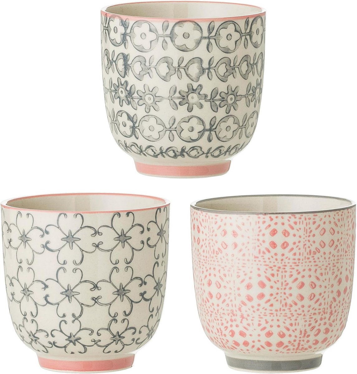 Set van 3 Cozy Cups van Keramiek in Roze en Grijs