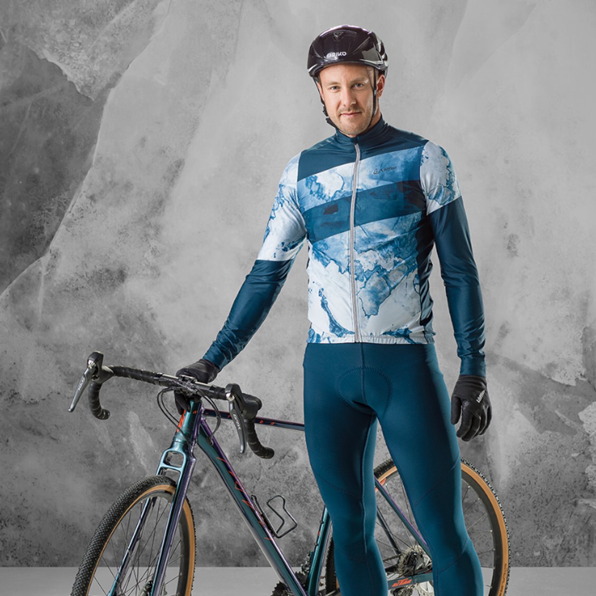 Loeffler wielrenshirt lange mouwen M Bike L/S Jersey Floes - Blauw - 56