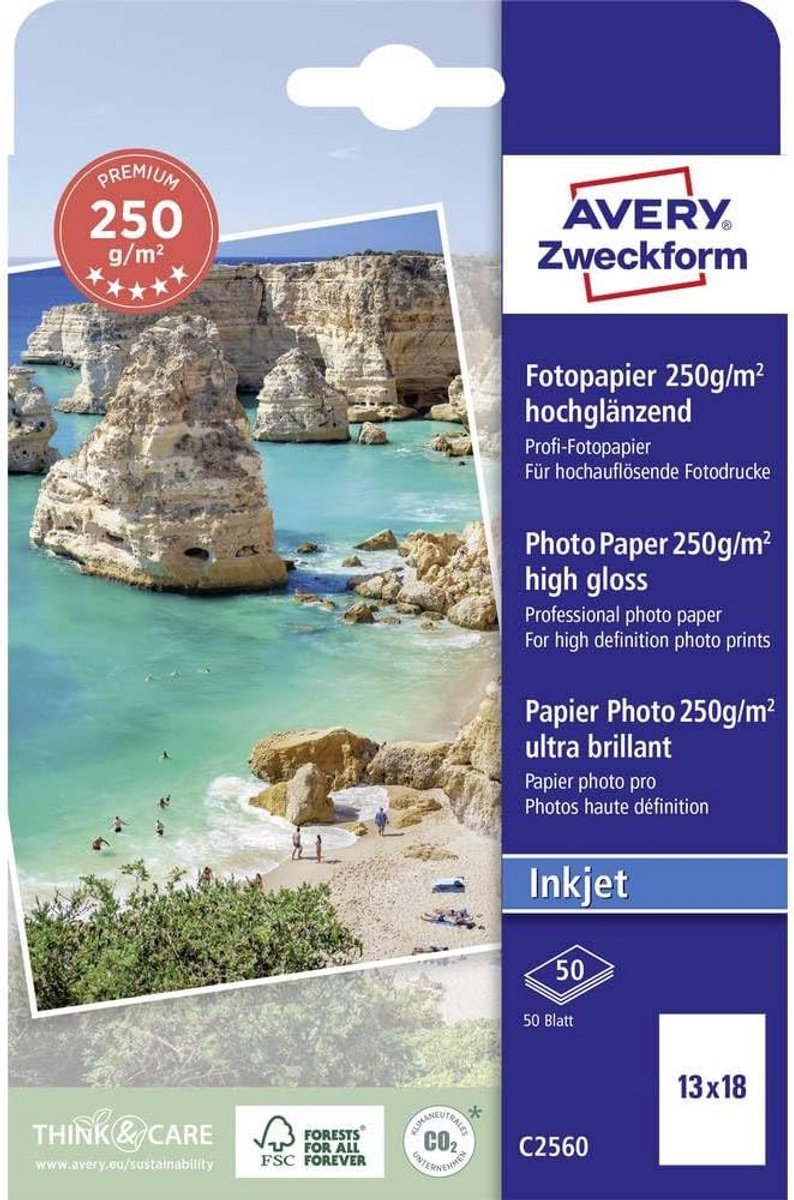 Hoogglanzend Inkjet Fotopapier 13 x 18 cm - 50 Vellen 250 g/m²