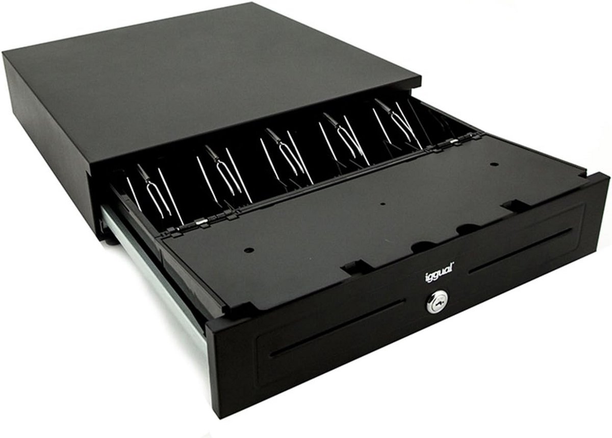 Geldcassette met handmatige of automatische vergrendeling, 5 bankbiljetten en 5 muntvakken, wit