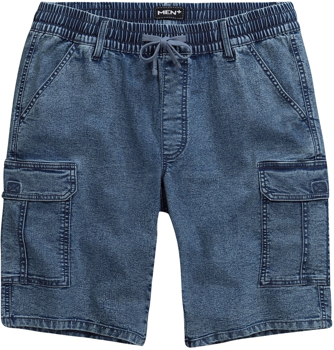 Men Plus - Heren - Jeans-cargobermuda - Blauw denim - Maat 58