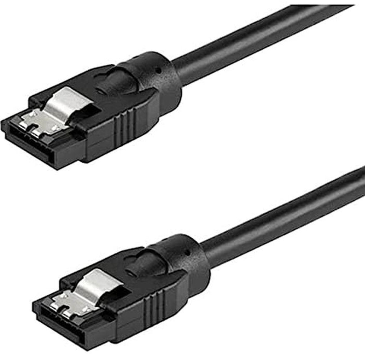 Ronde SATA kabel 12" met vergrendelbare connectors - 6Gbs SATA datakabel - Zwart