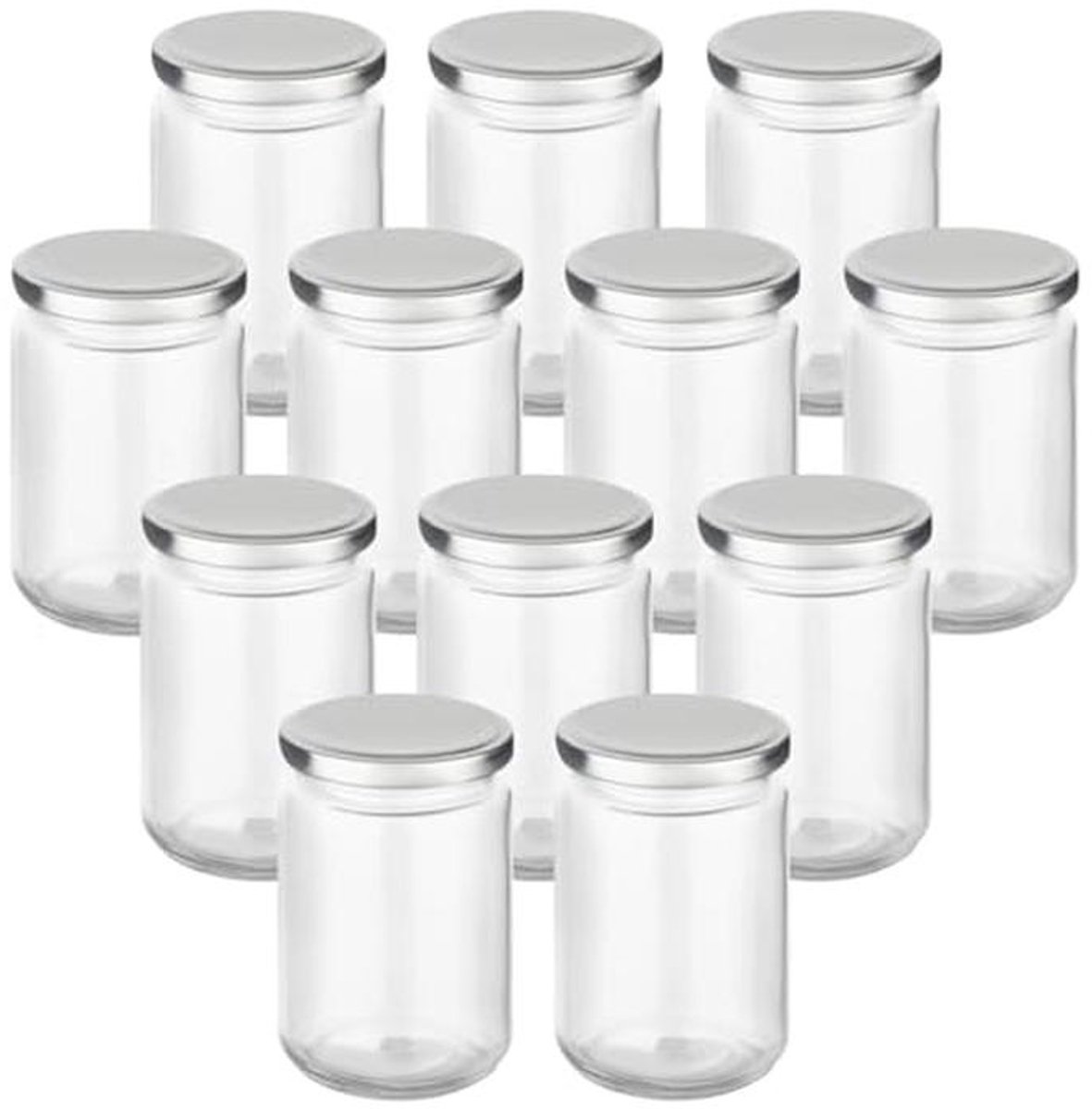 Set van 12 weckpotten 350 ml rond met schroefdeksel voor inmaken en bewaren