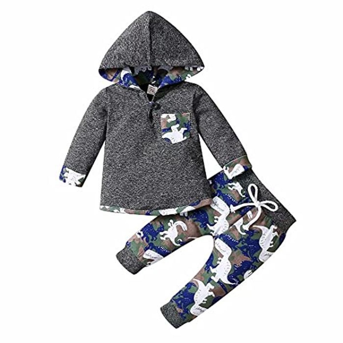 Heren Baby Kleding Herfst Winter Outfit Lange Mouwen Ruit Patroon Capuchon T-Shirt + Broek 2 Stuks