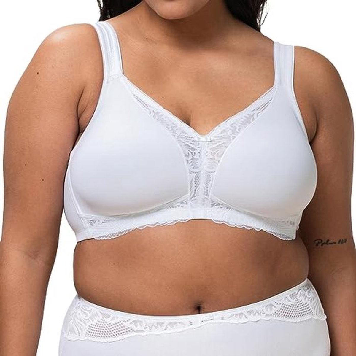 Comfortabele Dames Beha in Wit - Modern Kant en Katoen, Maat 95D