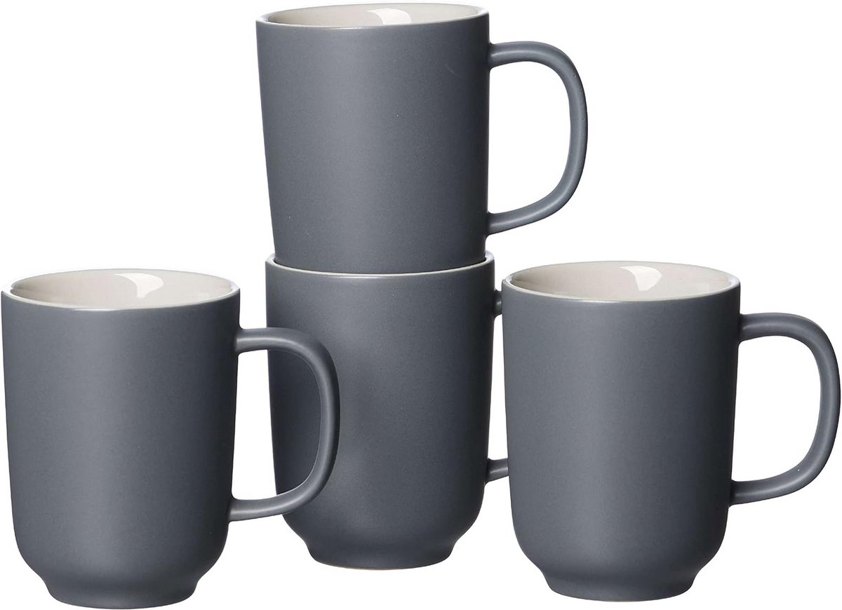 Koffiemokken Set - 4 Stuks - Grijs - Scandinavische Stijl